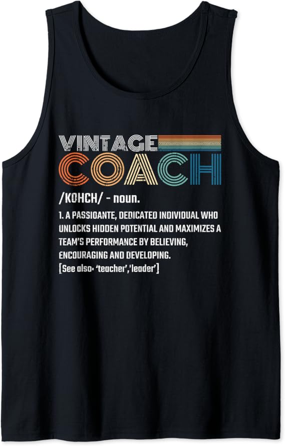 Coach Noun Retro Vintage Definition Sports Team Tank Top Amazon.co.uk